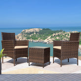 3 Pieces Patio Furniture Rattan Wicker Conversation Set